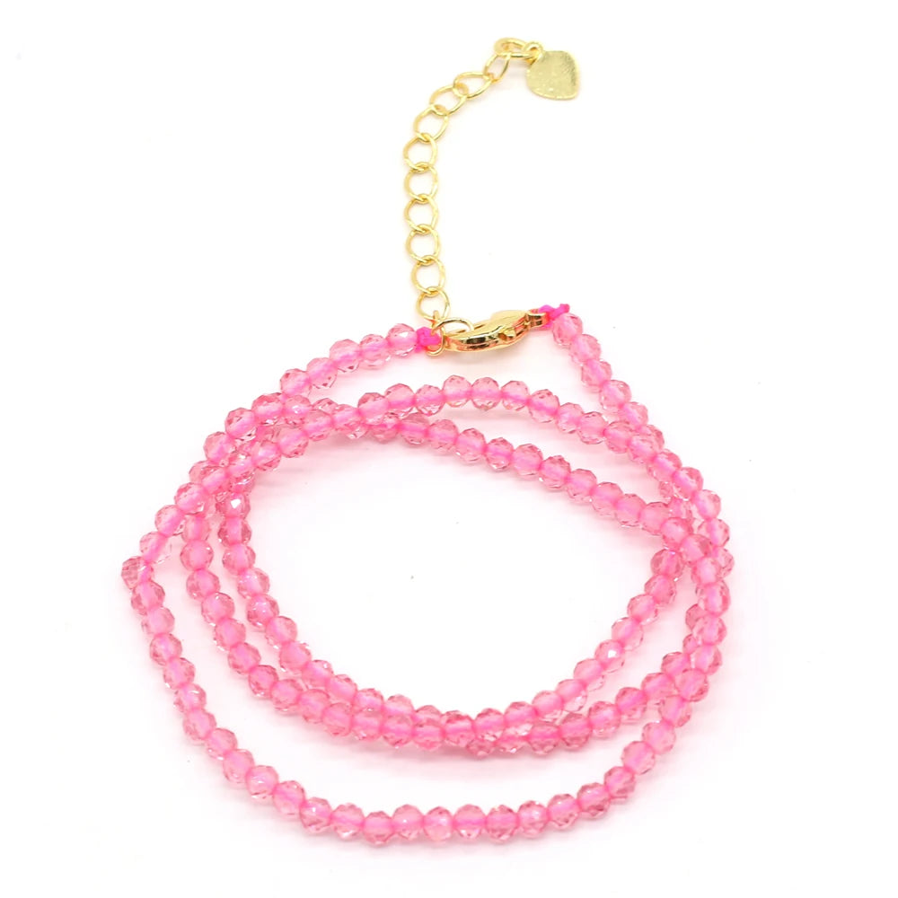Gema Micro Facetada Colar Curto para Mulheres, Joias Finas, Contas Espinélio 1 Corda, Pulseira Feminina, Gargantilha de Festa