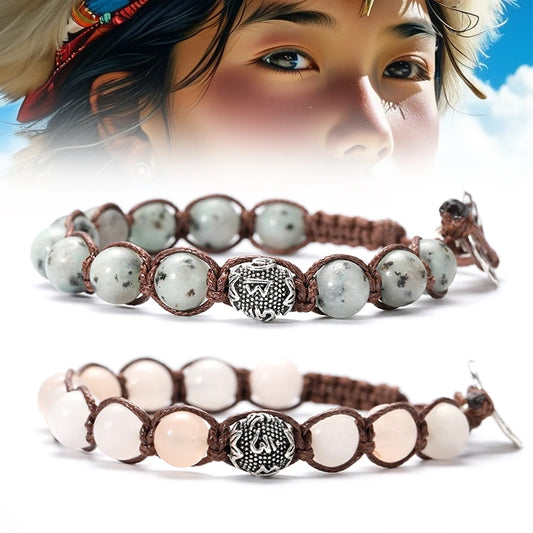 Pulsera Camino: Cuentas y Cordón. Diseño y acabado de la pieza mostrada.