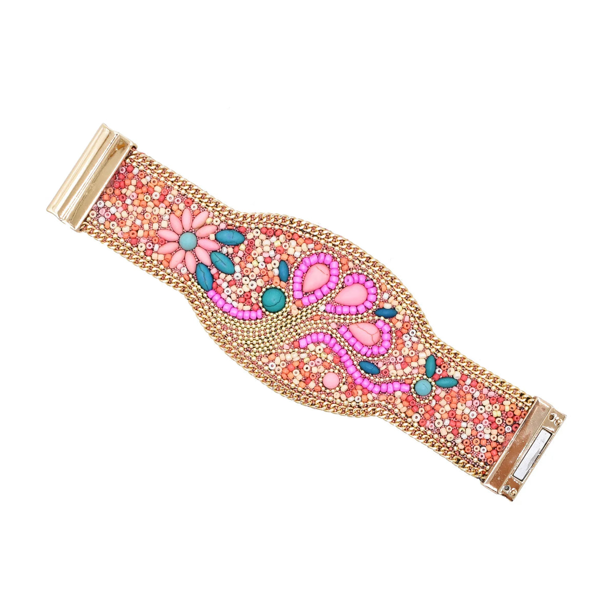 Pulsera bohemia ancha con ojo turco