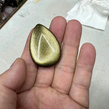 Colar de Obsidiana Dourada, Pingente de Pedra Preciosa Natural, Joia para Mulheres e Homens, Presente por Atacado!
