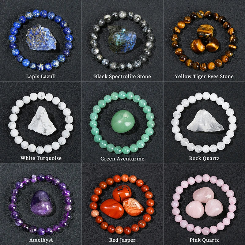 Pulsera Noche Azul: Cuentas de Piedra. Diseño y acabado de la pieza mostrada.