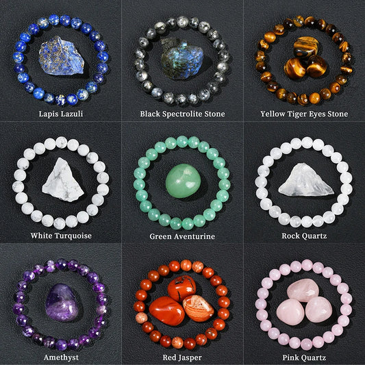 Pulsera Noche Azul: Cuentas de Piedra. Diseño y acabado de la pieza mostrada.