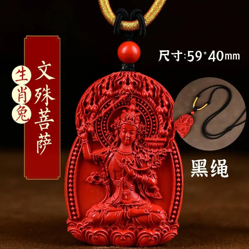 Natural Verdadeiro Cinábrio Buda Pingente para Homens e Mulheres, Natural Buda Hoid, Deus Guardião, Big Sun, Tathagata Hyun, Amitabha