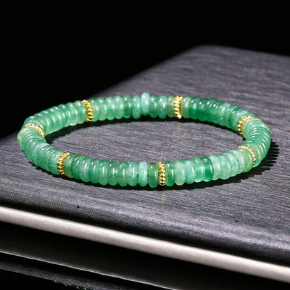 Jd pedra natural verde aventurina rosa quartzo espaçador plano contas pulseira mulheres homens bohe pulseiras elásticas cura presente da amizade