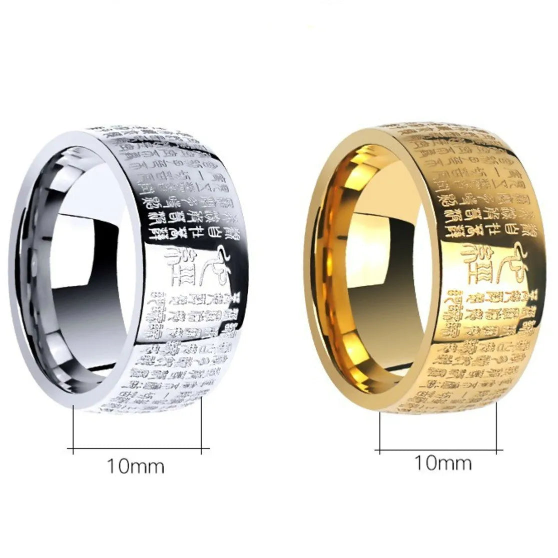 Anel masculino feng budismo shui, anel de polegar, aço inoxidável, buda, coração budista, sutra, runas, anéis para homens e mulheres, presente de luxo