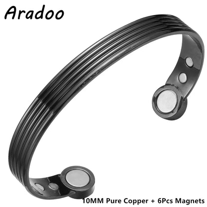 ARADOO-Pulseira Ajustável De Cobre Para Mulheres, 99,9% De Cobre Puro, Pulseira De Punho, Presentes De Jóias