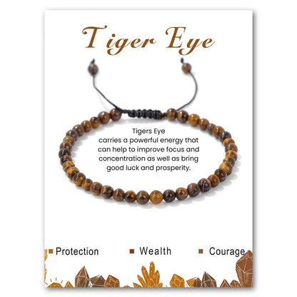 4mm ametistas pedra grânulo pulseira com cartão natural carnelian hematita amazonita corda pulseira simples jóias presente para mulher