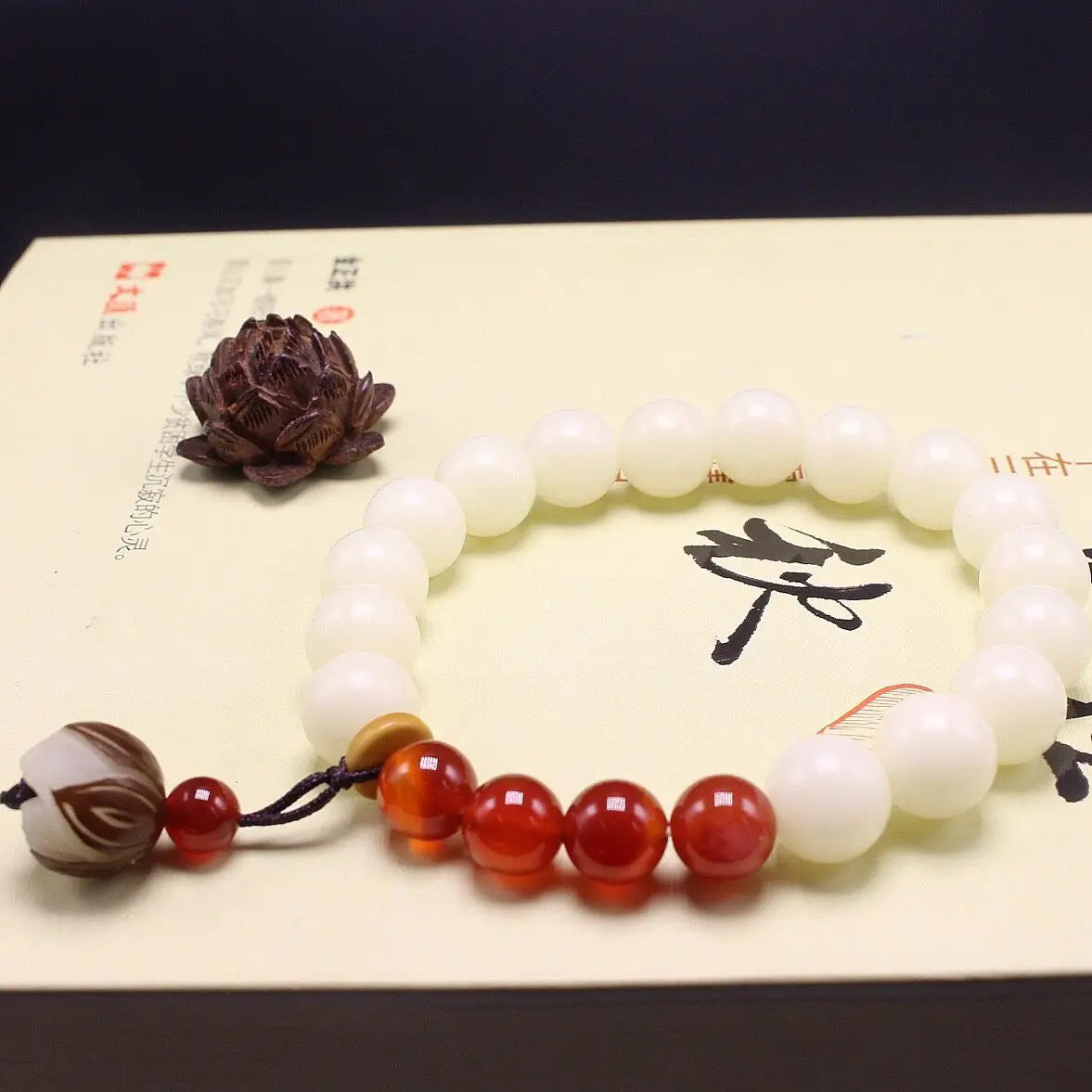 Natural Branco Bodhi Raiz Pulseira de Contas para Mulheres, Lotus Mala, Oração de Cura, Jóias, Design Original, 108