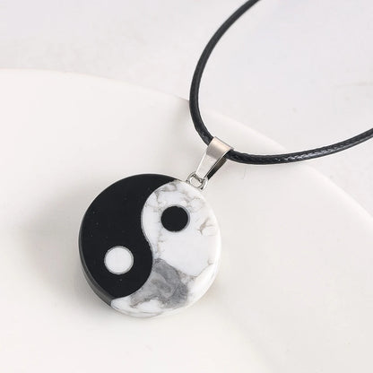 Natural branco pinho tai chi pingente colar chinês feng shui yin yang amuleto charme corda corrente auspicioso jóias presentes