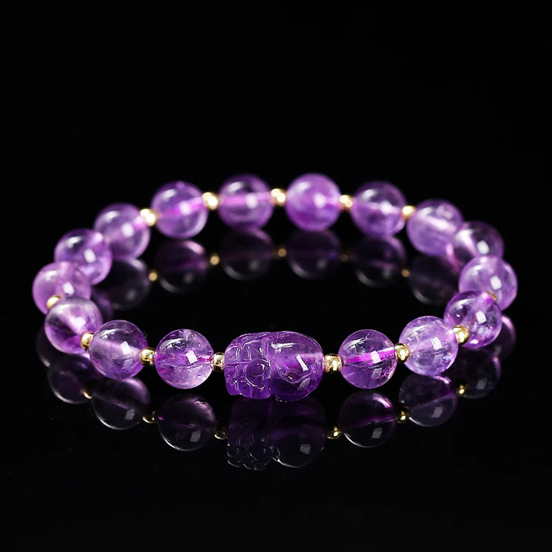 Pulsera Pixiu de amatista y piedra lunar