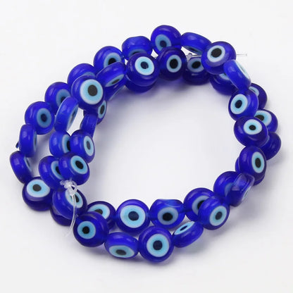 8mm 48 pçs contas de vidro natural liuli pulseira olho contas frisado pulseira feminino masculino jóias amuleto mal nazar olho charme