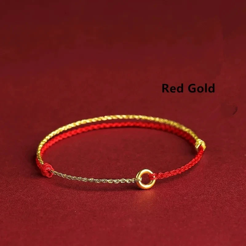 Pulseira Lucky Bead de Cobre trançado à mão, corda vermelha, fivela simples, original étnico, acessório feminino, casal
