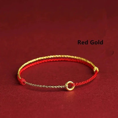 Pulseira Lucky Bead de Cobre trançado à mão, corda vermelha, fivela simples, original étnico, acessório feminino, casal