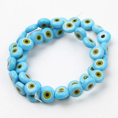 8mm 48 pçs contas de vidro natural liuli pulseira olho contas frisado pulseira feminino masculino jóias amuleto mal nazar olho charme