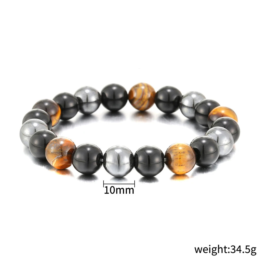 Natural preto obsidiana hematita tigre olho contas pulseiras masculino para proteção de saúde magnética mulher alma jóias pulsera hombre