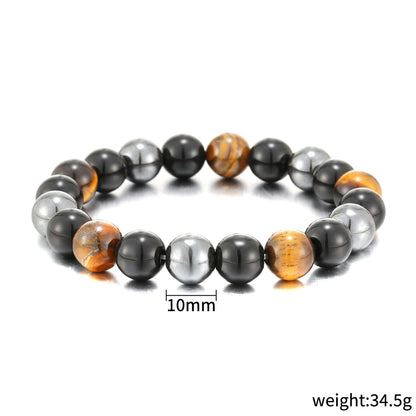 Natural preto obsidiana hematita tigre olho contas pulseiras masculino para proteção de saúde magnética mulher alma jóias pulsera hombre