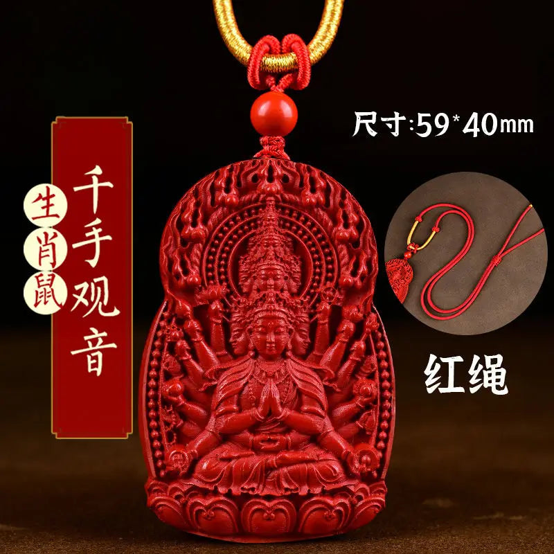 Natural Verdadeiro Cinábrio Buda Pingente para Homens e Mulheres, Natural Buda Hoid, Deus Guardião, Big Sun, Tathagata Hyun, Amitabha