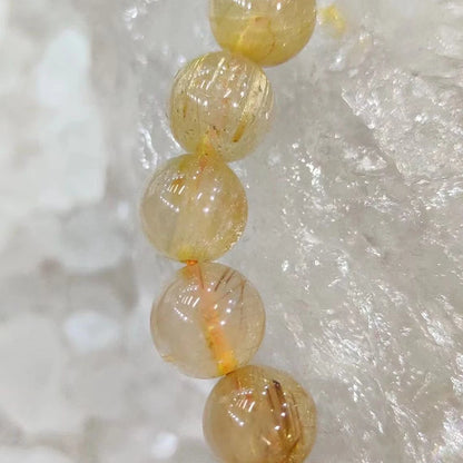 Ruberthen novo design grau aa natural dourado rutilado pulseira de pedra de quartzo rutilo natural joias de confiança metafísica