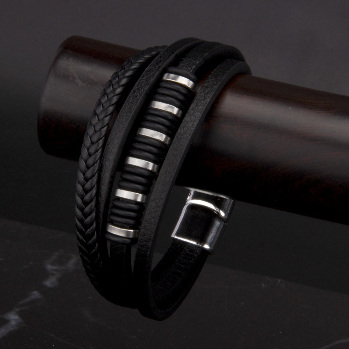 3 cores tecido couro homem pulseiras mão-tecido multi-camada pulseira para homem preto marrom corda masculino árvore pulseira punk liga de zinco