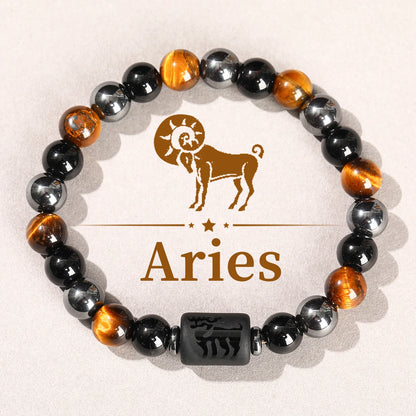 Jd signo do zodíaco pulseira homme 12 constelação pedra natural pulseiras gemini virgem leo libra pulseira feminino masculino amizade presente