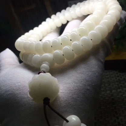 Natural Branco Jade Bodhi Raiz 108 Buddha Beads Pulseira dos homens e das mulheres Simple Series