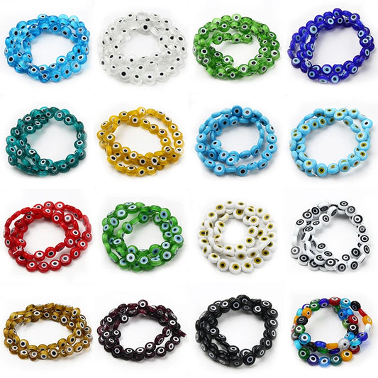8mm 48 pçs contas de vidro natural liuli pulseira olho contas frisado pulseira feminino masculino jóias amuleto mal nazar olho charme