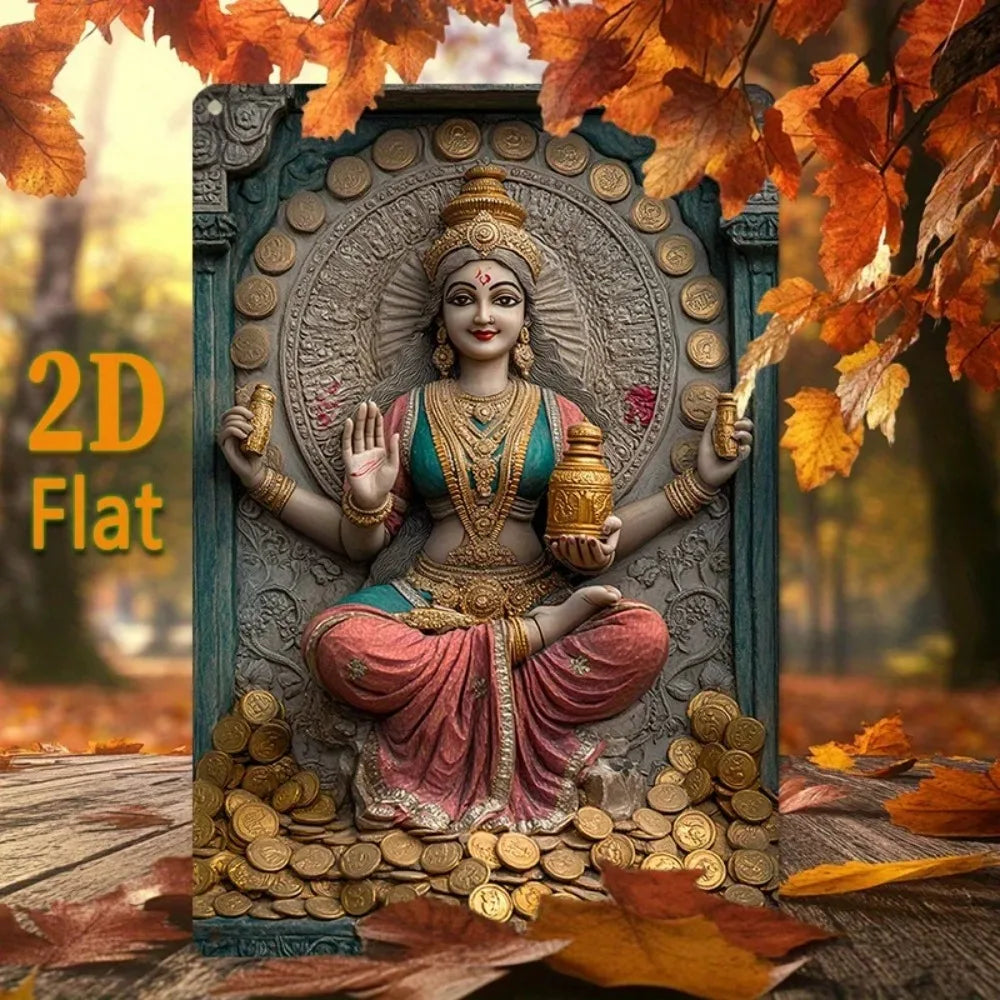 Cuadro Lakshmi Otoño: Impresión Vertical. Impresión decorativa plana con efecto visual de profundidad.