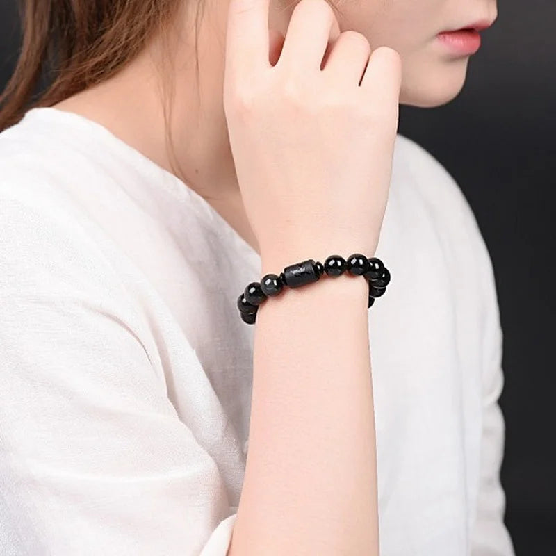 Pulsera de obsidiana con dragón y fénix
