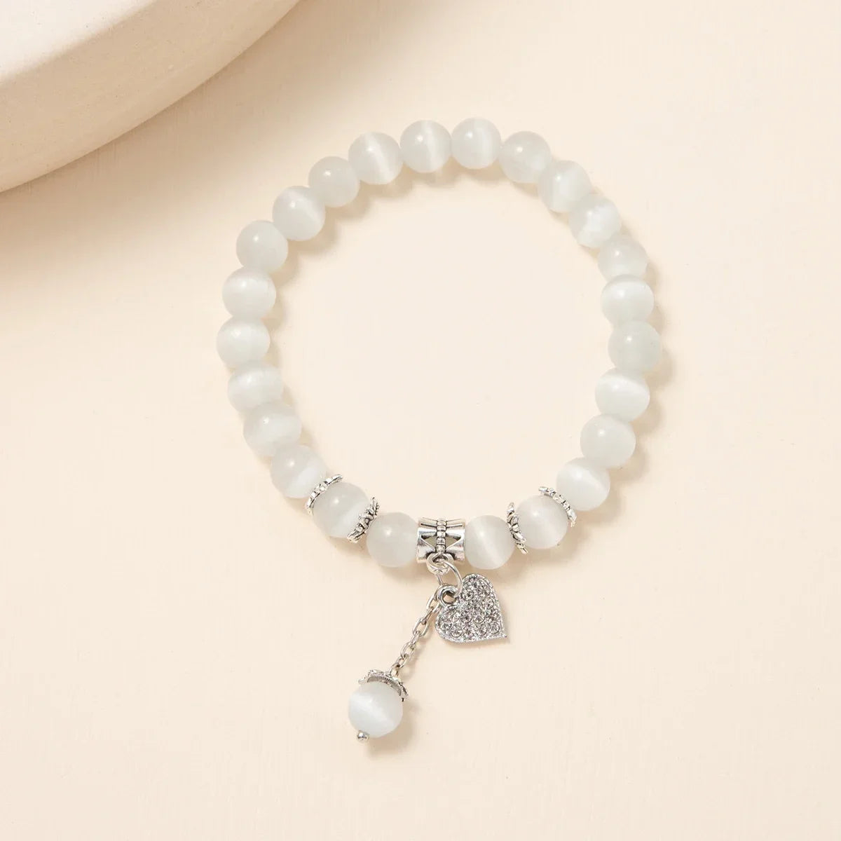Kirykle pulseira de cristal natural para mulheres, opala branca, pedra, pérola, moda, trevo de quatro folhas da sorte, joias femininas, presente