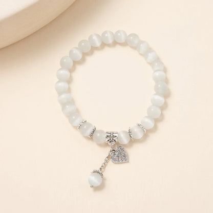 Kirykle pulseira de cristal natural para mulheres, opala branca, pedra, pérola, moda, trevo de quatro folhas da sorte, joias femininas, presente