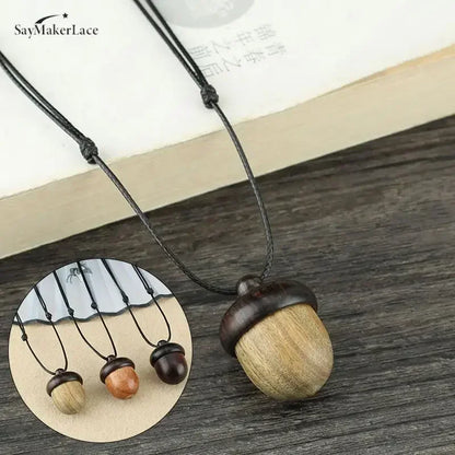 Novo criativo colar pinha retro ébano bolota pingente caixa arte design colar pingente rotativo desejando garrafa acessório