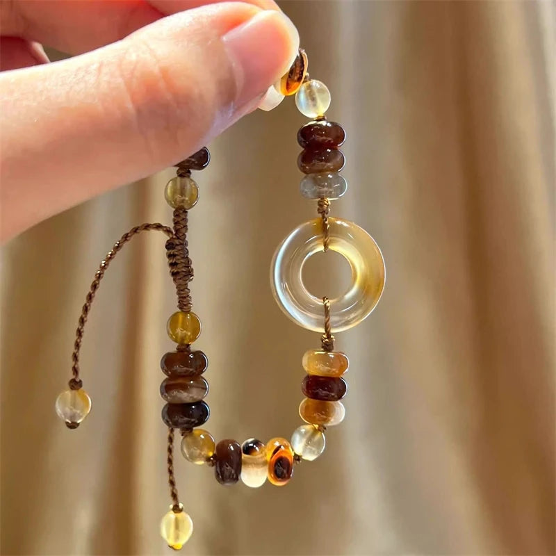 Pulseira amuleto de corda vermelha da sorte, feita à mão, para mulheres, homens, cinábrio, fivela de segurança, corda trançada, festa, amizade, joia, presente