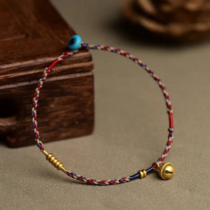 Pulseira Ajustável de Corda Trançada com Bandeira de Oração Tibetana de Cinco Cores, Estilo Étnico, Amuleto da Sorte, Unissex, Presente para Festivais, Joia