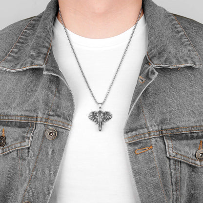 Colares longos masculinos de elefante, pingentes de estilo punk para homens, jóias em aço inoxidável para criatividade