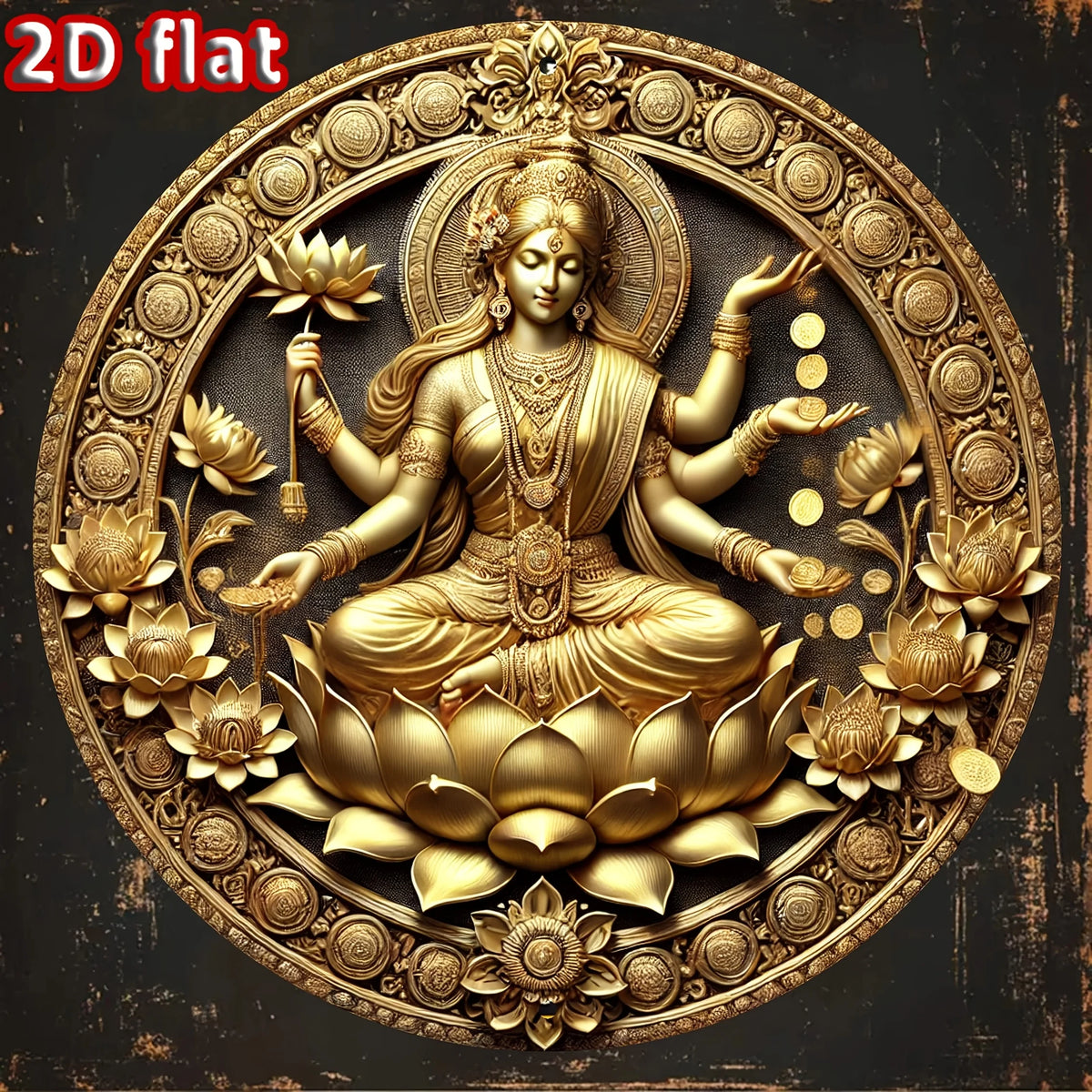 Cuadro Lakshmi Luminosa: Impresión. Impresión decorativa plana con efecto visual de profundidad.