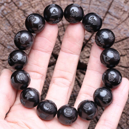 Ebônia natural tibetana mantra de seis caracteres budismo tibetano 15mm20mm pulseira da sorte com contas