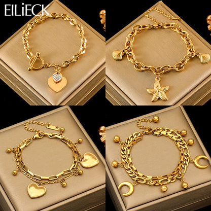 Pulsera Cielo Dorado: Dijes Celestes. Diseño y acabado de la pieza mostrada.