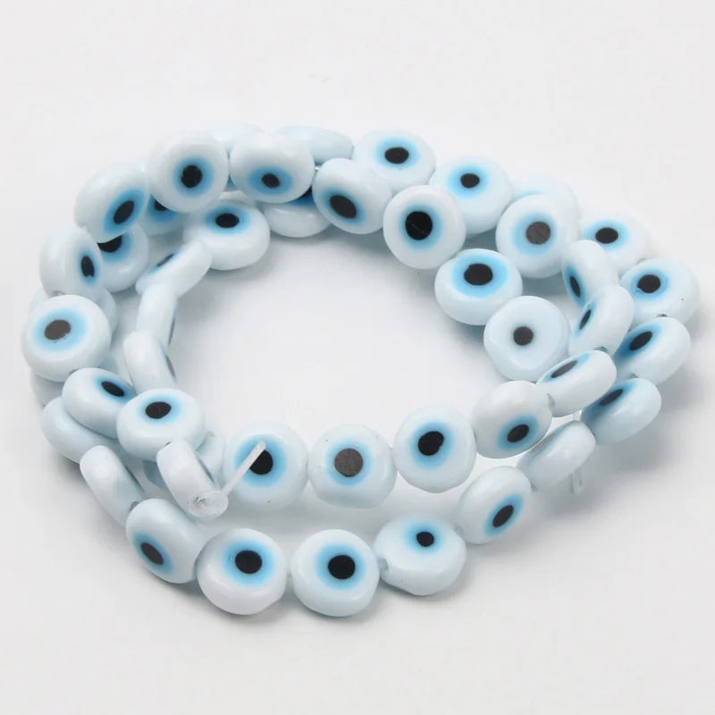 8mm 48 pçs contas de vidro natural liuli pulseira olho contas frisado pulseira feminino masculino jóias amuleto mal nazar olho charme