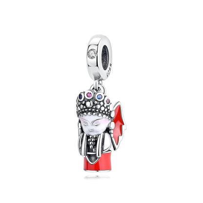 Charms Originais de Prata Esterlina 925, Pingente de Gato da Sorte, Boneca Japonesa, Presente de Ano Novo, Pulseiras e Colares para Mulheres, Joias