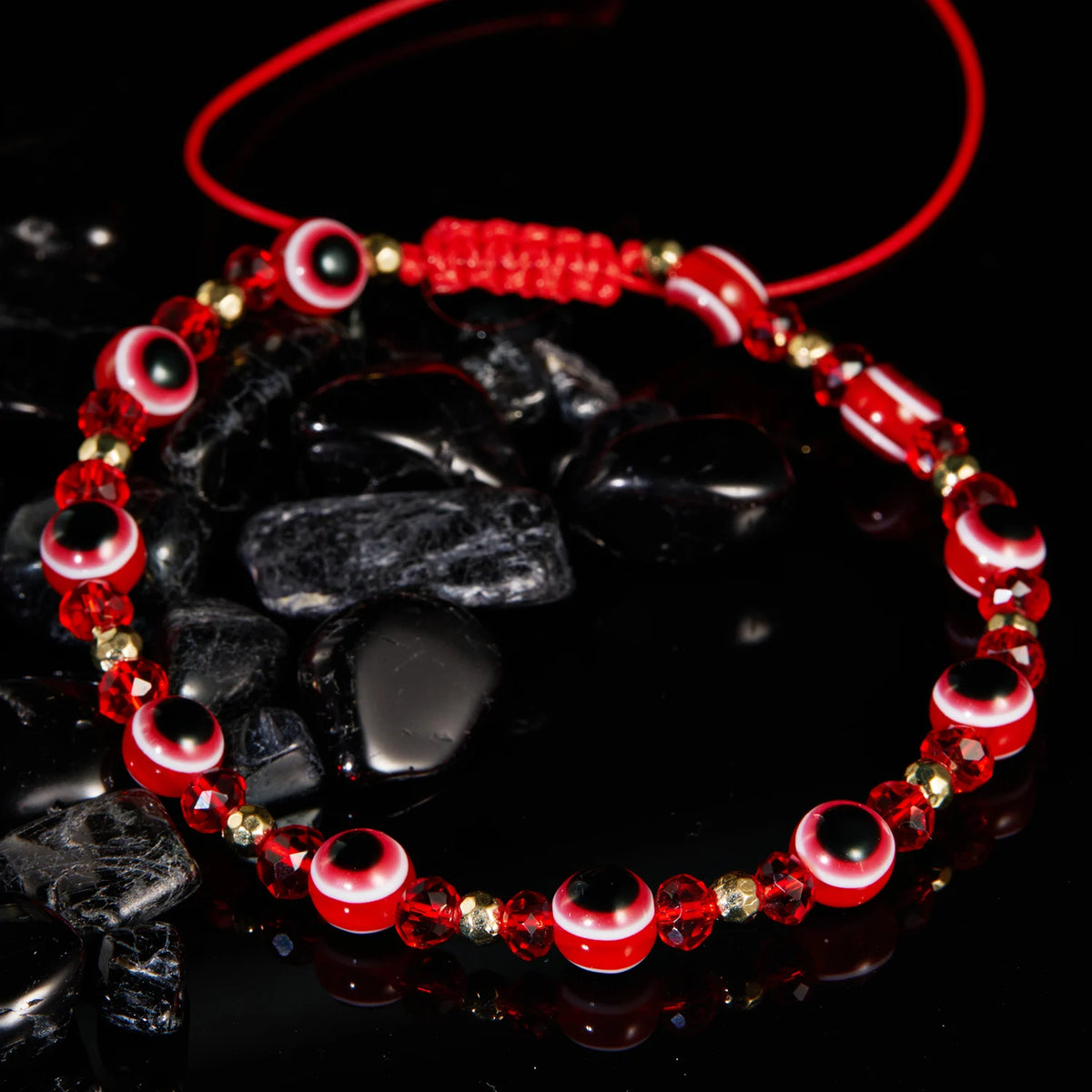 Pulsera trenzada de cristal con ojo turco