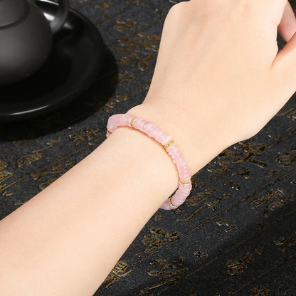 Pedra natural verde aventurina rosa quartzo plana espaçador contas pulseira feminino masculino cura espiritual pulseira elástica jóias presente