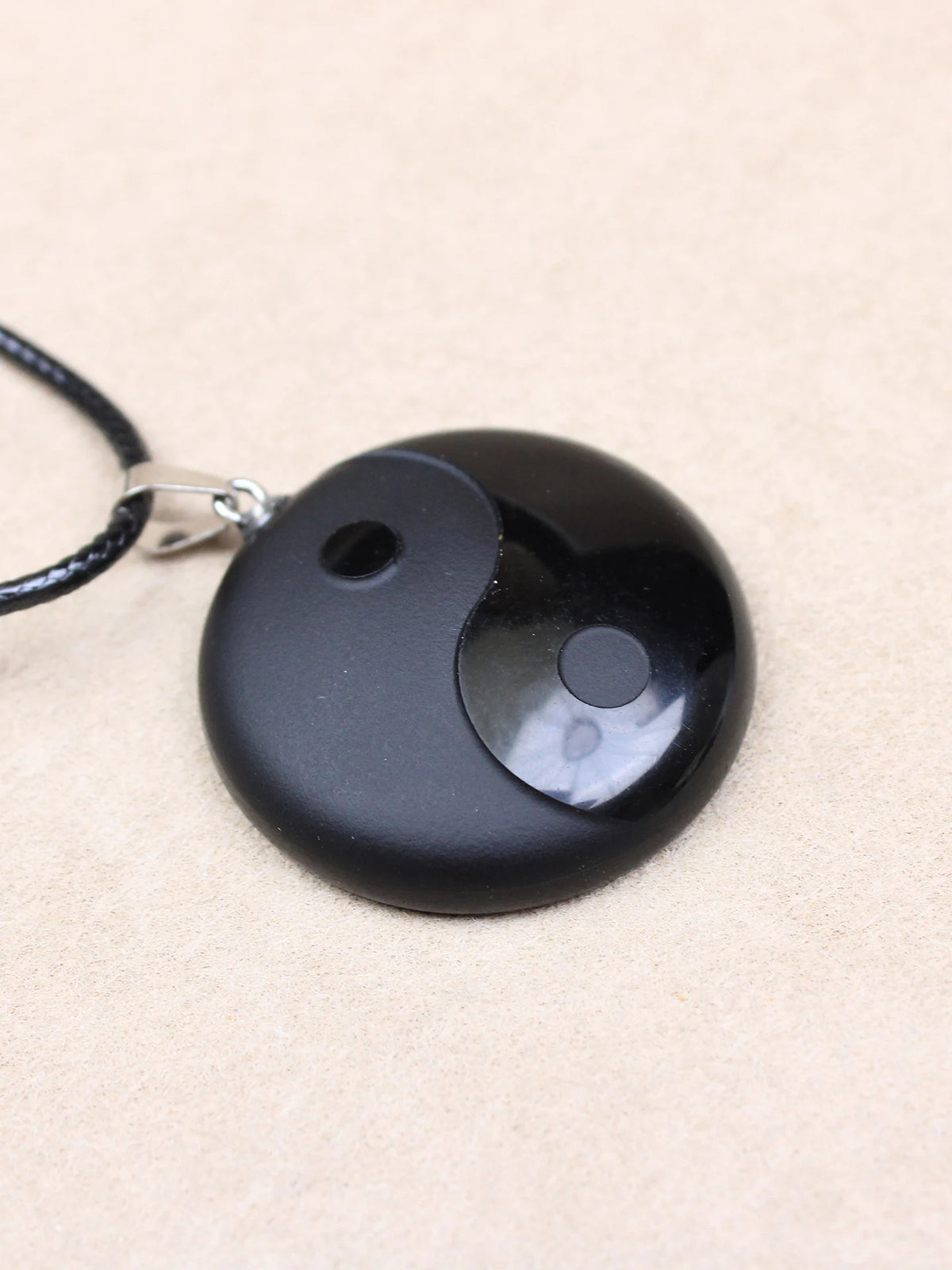 Colar com Pingente de Cristal Obsidiana Negra Tai Chi Ba Gua para Casais, Design Simples, Acessório de Joalheria Unissex em F...