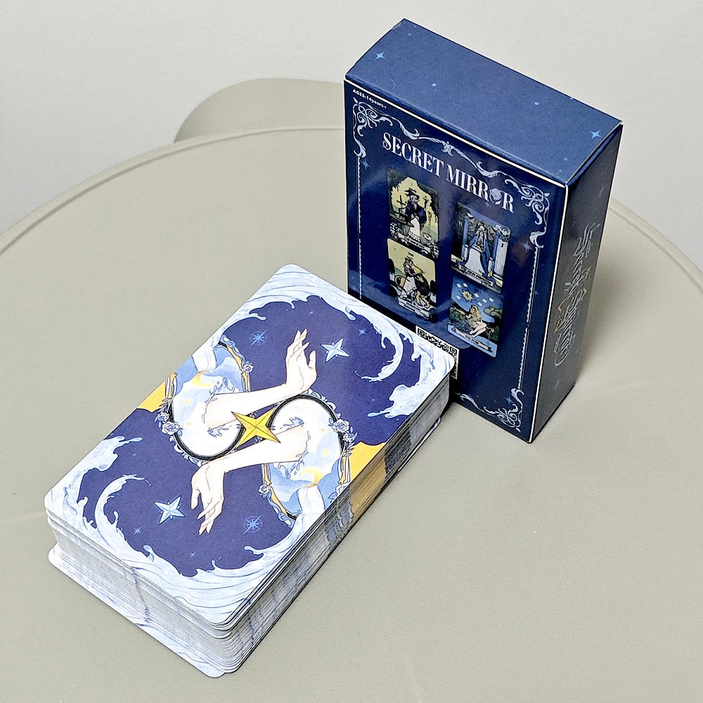 Tarot Espejo Secreto: Baraja Ilustrada. Diseño y acabado de la pieza mostrada.