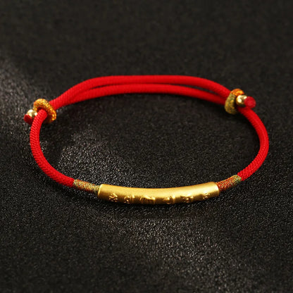 Pulsera de cordón rojo con mantra tibetano