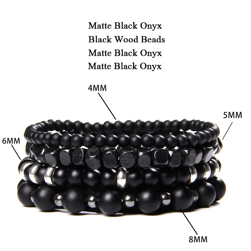 Conjunto de pulseras de cuentas y cuero