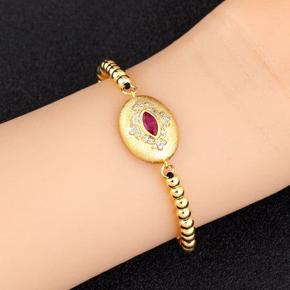 Nidin venda quente estilo punk mau olhado corrente pulseiras ajustáveis para mulheres feminino incrustado rosa vermelho/verde zircão jóias acessórios
