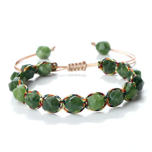 Pulsera Trama: Cuentas Bohemias. Diseño y acabado de la pieza mostrada.