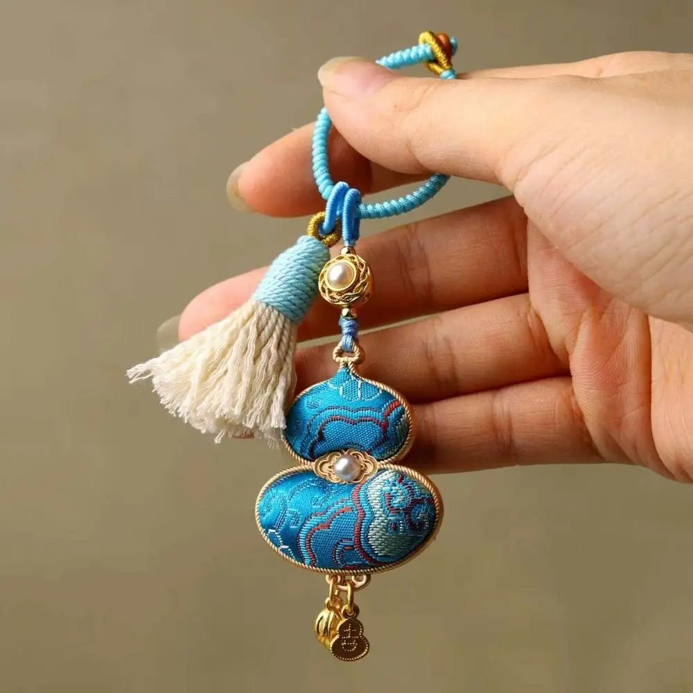 Pingente de cabaça brocado feito à mão bênção estilo chinês tecido borla saco pingente tradicional boa sorte pendurado ornamentos presentes