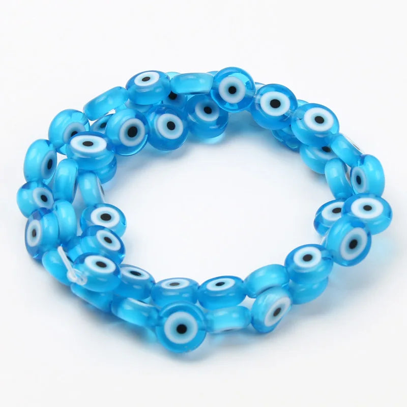 8mm 48 pçs contas de vidro natural liuli pulseira olho contas frisado pulseira feminino masculino jóias amuleto mal nazar olho charme