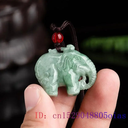Pingente de elefante de jade bur, colar de pedra esmeralda natural, joias de j, charmasculino, pedras preciosas verdes